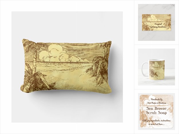 tropical south wind vintage beach etching products